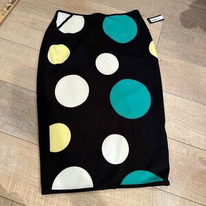 Worthington Womens Green Dot Pencil Skirt M Black/Multicolor NEW